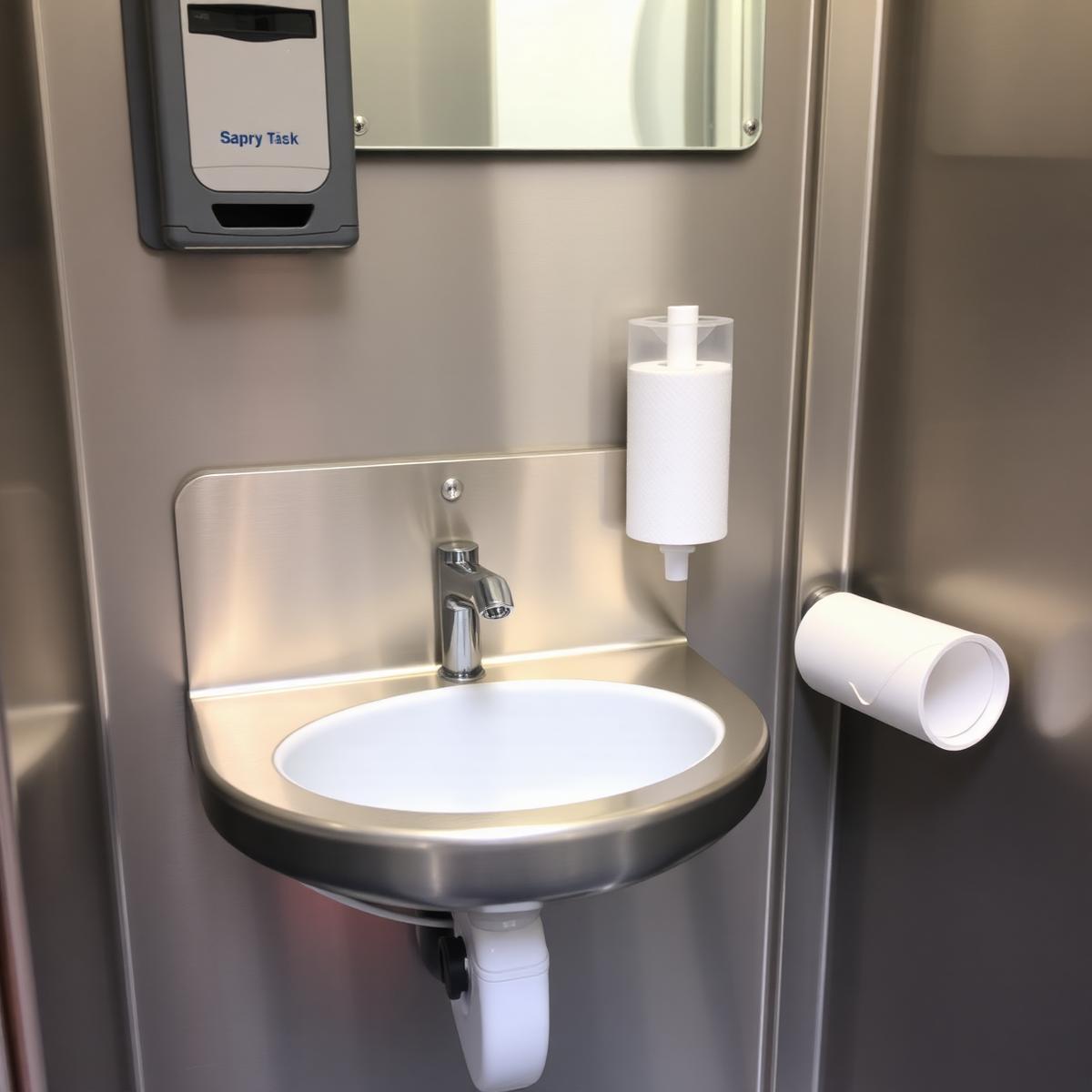 Handwashing sink inside a luxury portable restroom