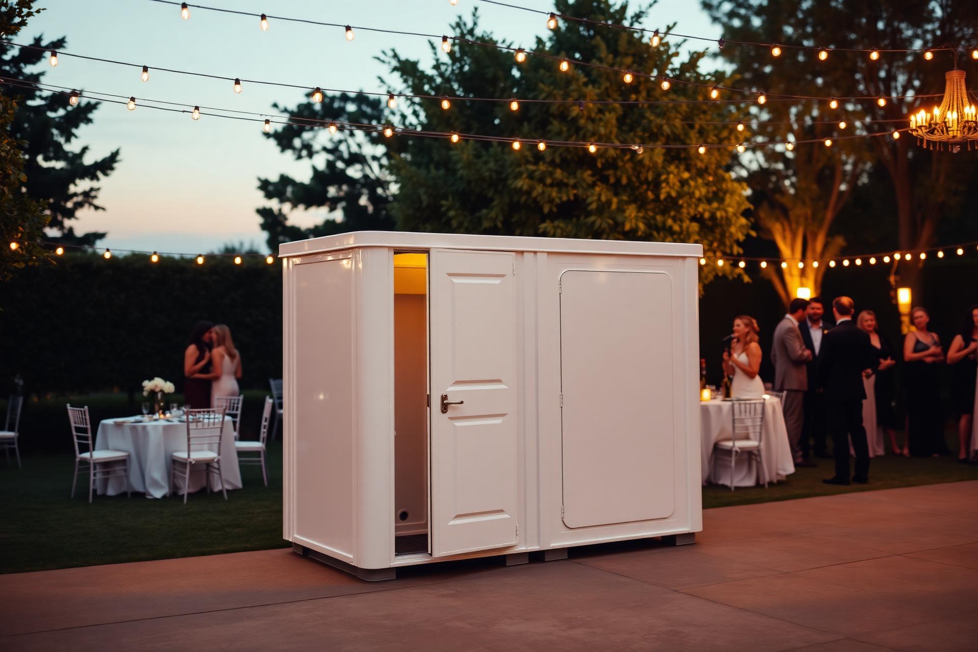 Luxury portable restroom at an elegant outdoor wedding in Chicago